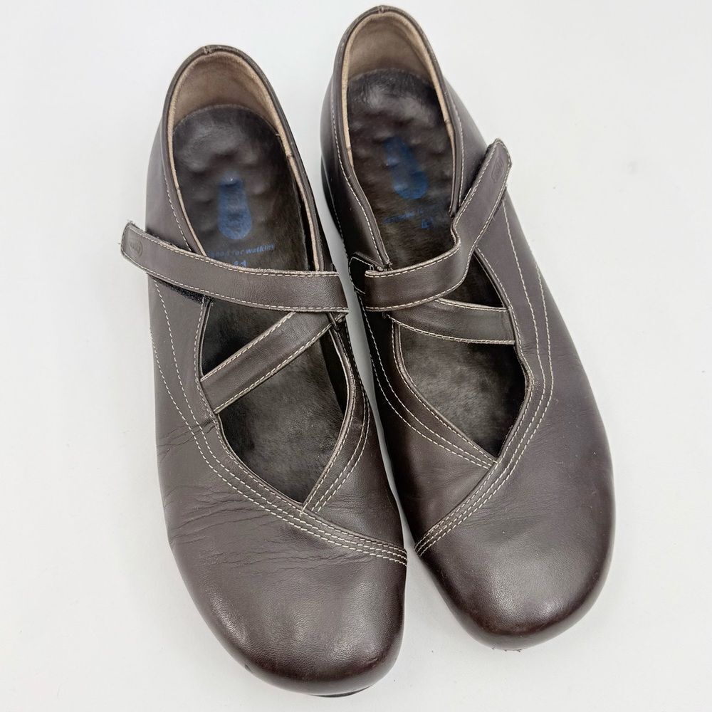 Wolky PASSION Divine Series Cafe Brown Leather Z Strap Mary Jane Walking Shoes